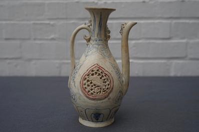 A Vietnamese blue, white and red ewer, Hoi An Hoard, 15th C.